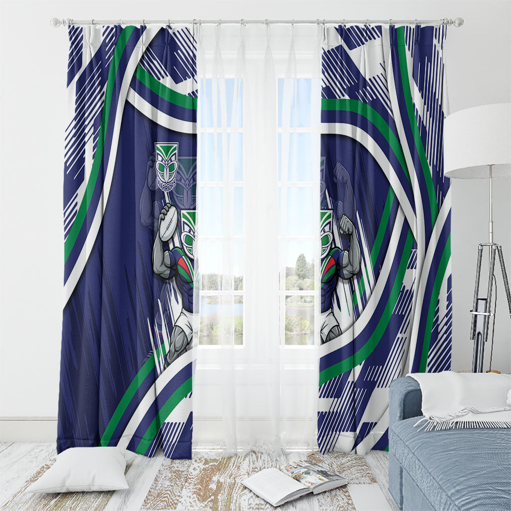 New Zealand Warriors Rugby Mascot Window Curtain Fierce Athlete Graphic in Sports Style