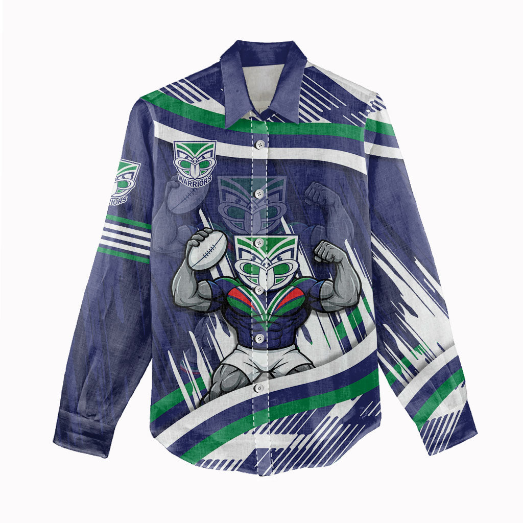 New Zealand Warriors Rugby Mascot Women Casual Shirt Fierce Athlete Graphic in Sports Style