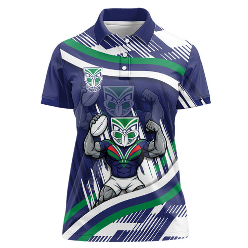 New Zealand Warriors Rugby Mascot Women Polo Shirt Fierce Athlete Graphic in Sports Style