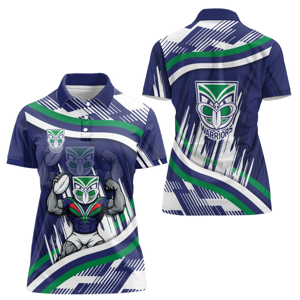 New Zealand Warriors Rugby Mascot Women Polo Shirt Fierce Athlete Graphic in Sports Style