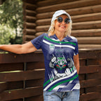 New Zealand Warriors Rugby Mascot Women Polo Shirt Fierce Athlete Graphic in Sports Style