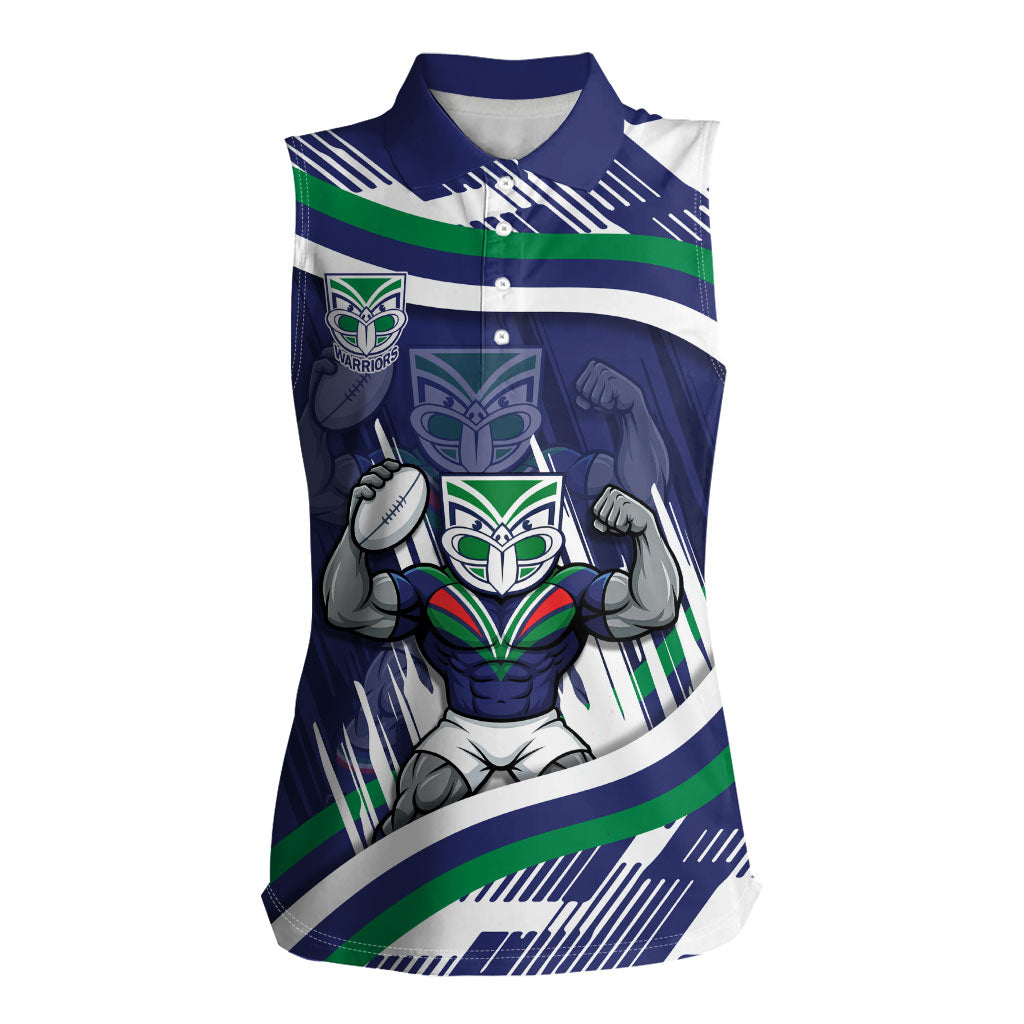 New Zealand Warriors Rugby Mascot Women Sleeveless Polo Shirt Fierce Athlete Graphic in Sports Style