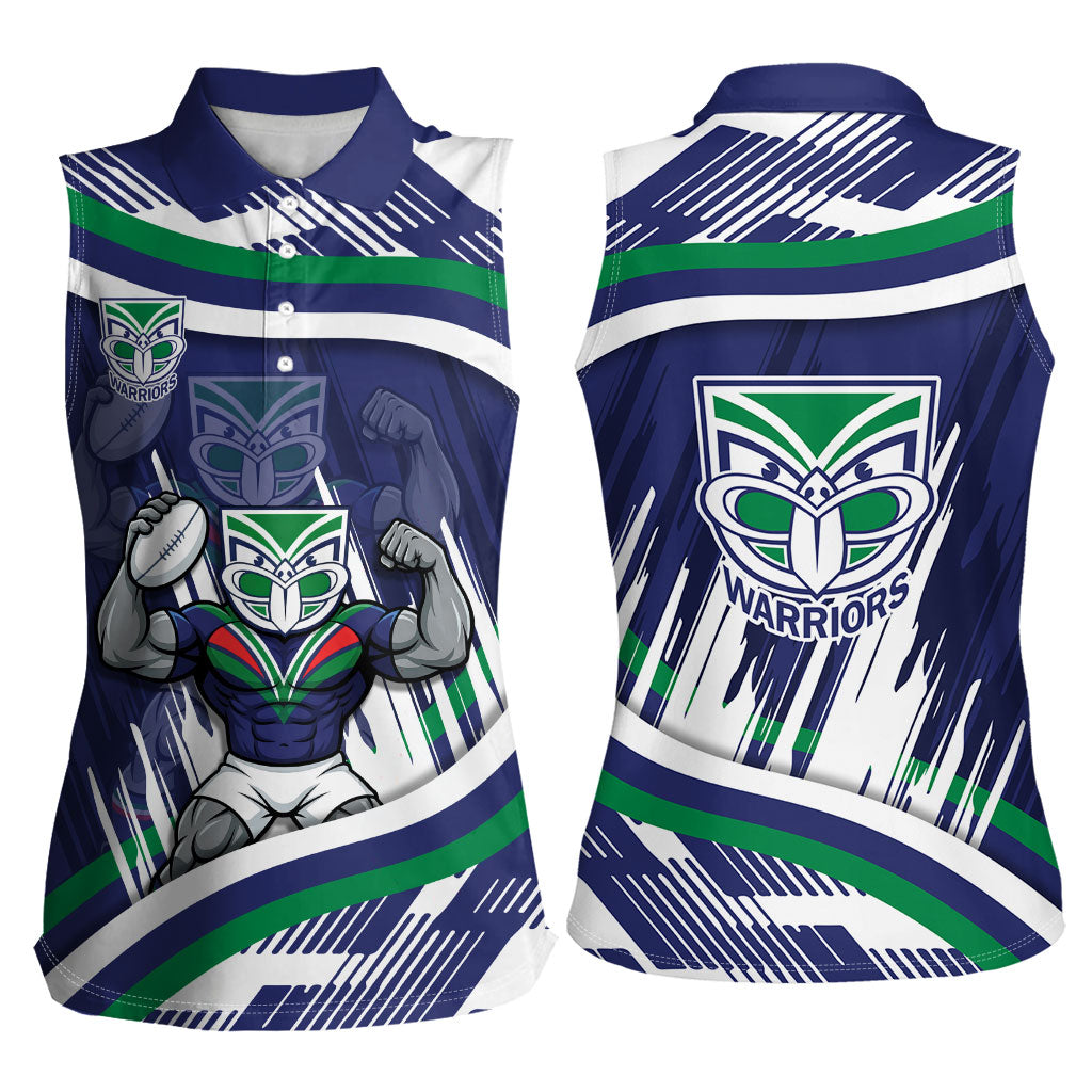 New Zealand Warriors Rugby Mascot Women Sleeveless Polo Shirt Fierce Athlete Graphic in Sports Style