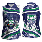 New Zealand Warriors Rugby Mascot Women Sleeveless Polo Shirt Fierce Athlete Graphic in Sports Style