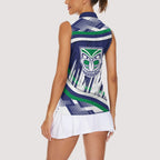 New Zealand Warriors Rugby Mascot Women Sleeveless Polo Shirt Fierce Athlete Graphic in Sports Style