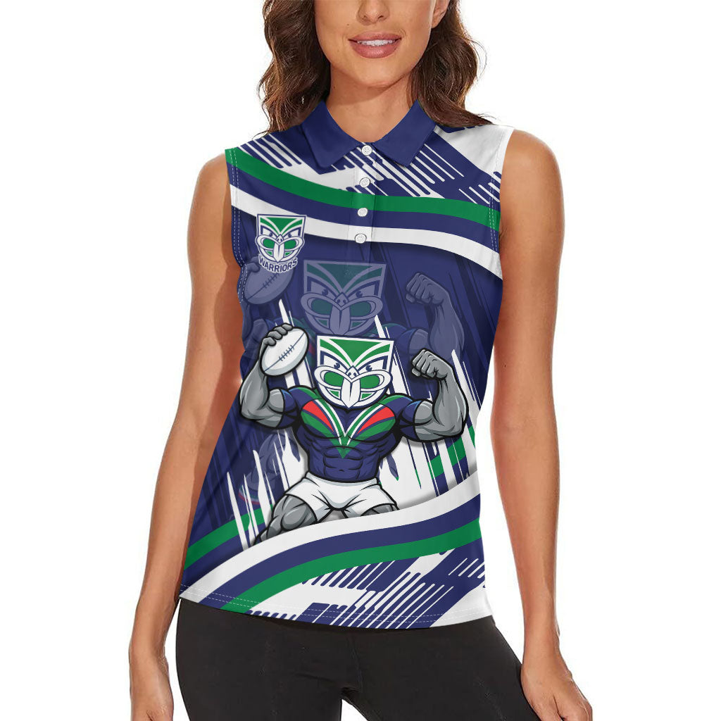 New Zealand Warriors Rugby Mascot Women Sleeveless Polo Shirt Fierce Athlete Graphic in Sports Style