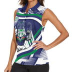 New Zealand Warriors Rugby Mascot Women Sleeveless Polo Shirt Fierce Athlete Graphic in Sports Style
