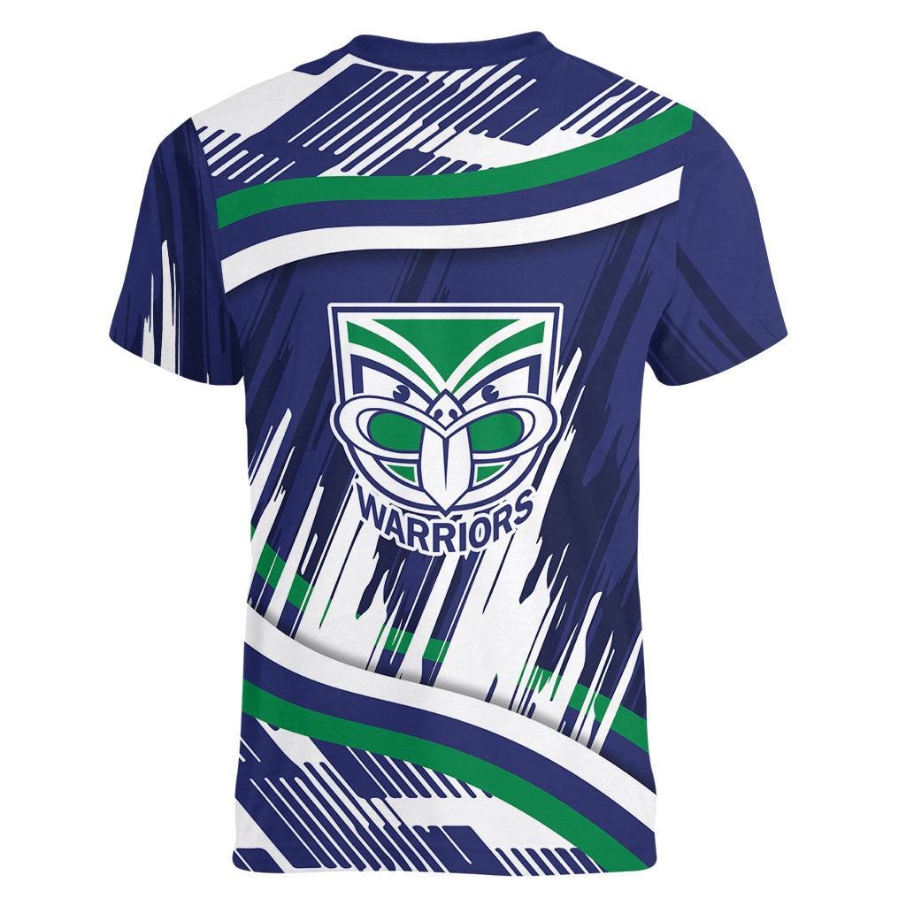 New Zealand Warriors Rugby Mascot Women V-Neck T-Shirt Fierce Athlete Graphic in Sports Style