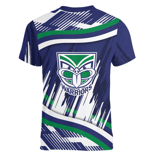 New Zealand Warriors Rugby Mascot Women V-Neck T-Shirt Fierce Athlete Graphic in Sports Style