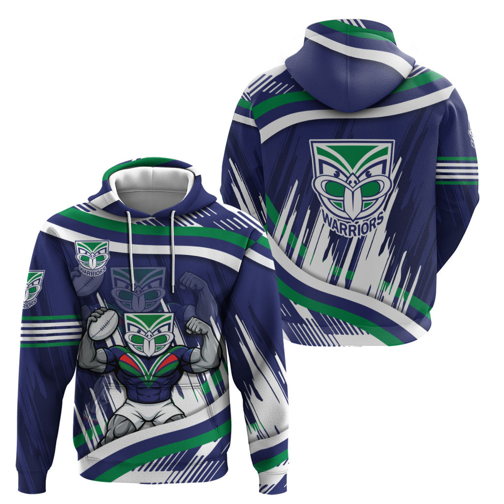 New Zealand Warriors Rugby Mascot Zip Hoodie Fierce Athlete Graphic in Sports Style
