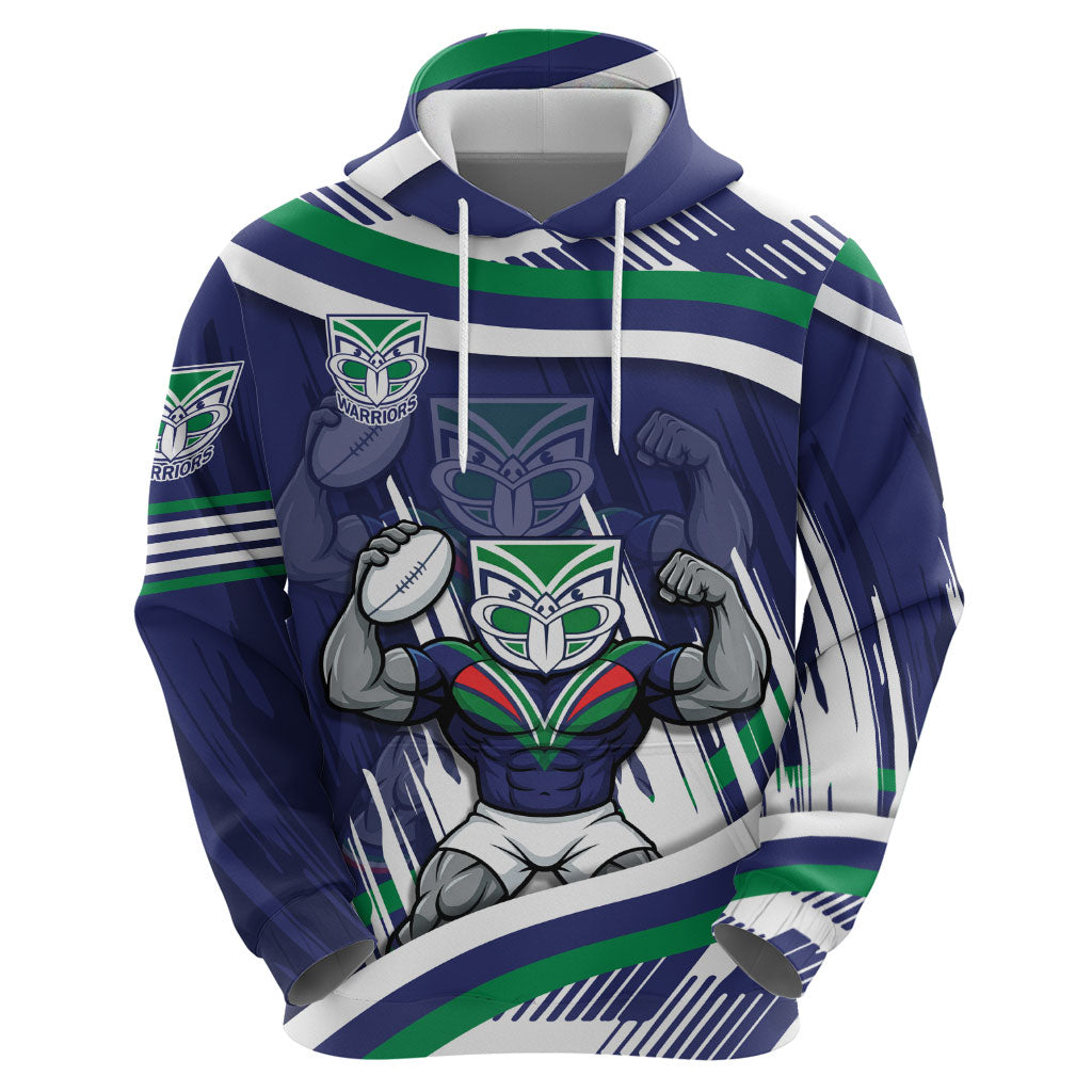 New Zealand Warriors Rugby Mascot Zip Hoodie Fierce Athlete Graphic in Sports Style