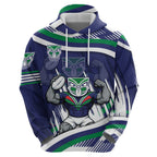 New Zealand Warriors Rugby Mascot Zip Hoodie Fierce Athlete Graphic in Sports Style