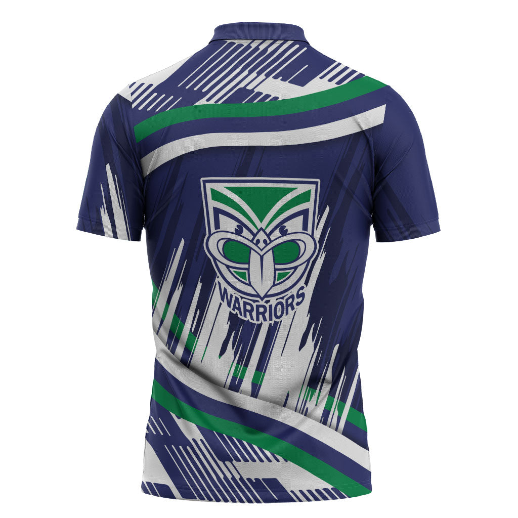 New Zealand Warriors Rugby Mascot Zipper Polo Shirt Fierce Athlete Graphic in Sports Style