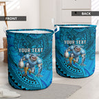Personalised Cronulla-Sutherland Sharks Laundry Basket Polynesian Tribal Art Style With Hammerhead Mascot