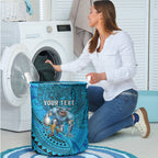 Personalised Cronulla-Sutherland Sharks Laundry Basket Polynesian Tribal Art Style With Hammerhead Mascot