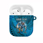 Personalised Cronulla-Sutherland Sharks AirPods Case Polynesian Tribal Art Style With Hammerhead Mascot