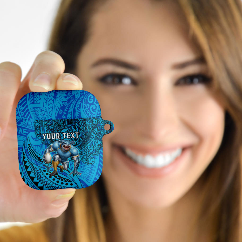 Personalised Cronulla-Sutherland Sharks AirPods Case Polynesian Tribal Art Style With Hammerhead Mascot
