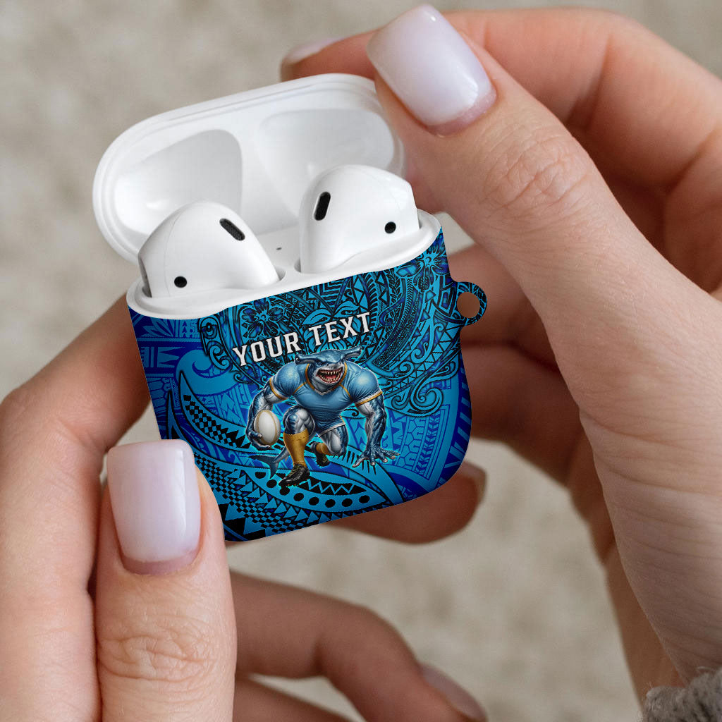 Personalised Cronulla-Sutherland Sharks AirPods Case Polynesian Tribal Art Style With Hammerhead Mascot
