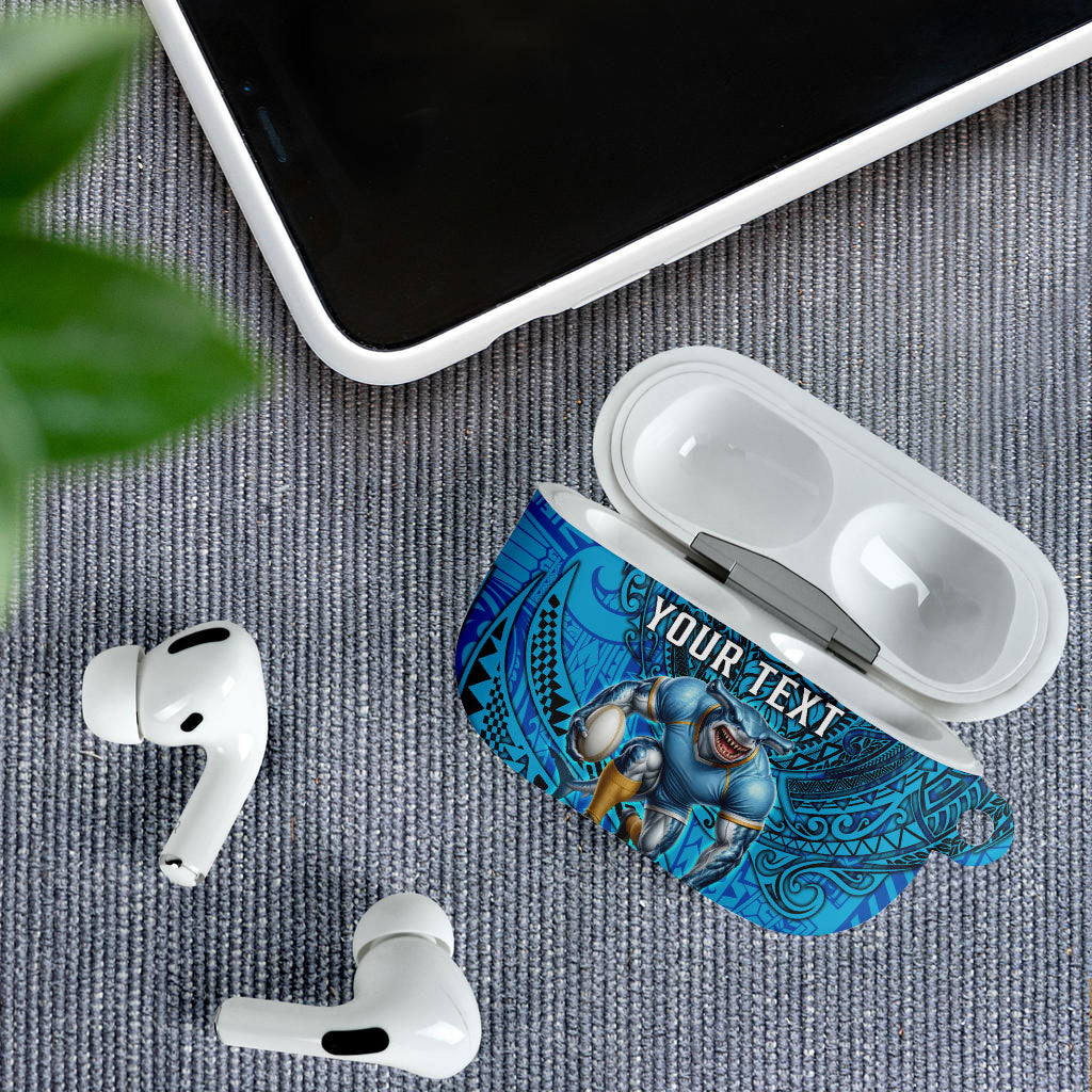 Personalised Cronulla-Sutherland Sharks AirPods Case Polynesian Tribal Art Style With Hammerhead Mascot