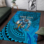 Personalised Cronulla-Sutherland Sharks Area Rug Polynesian Tribal Art Style With Hammerhead Mascot