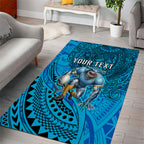 Personalised Cronulla-Sutherland Sharks Area Rug Polynesian Tribal Art Style With Hammerhead Mascot