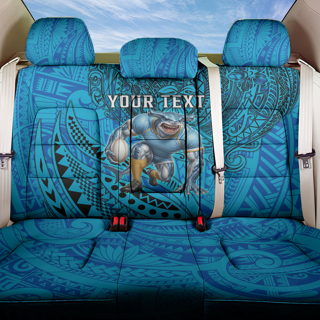 Personalised Cronulla-Sutherland Sharks Back Car Seat Cover Polynesian Tribal Art Style With Hammerhead Mascot