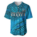 Personalised Cronulla-Sutherland Sharks Baseball Jersey Polynesian Tribal Art Style With Hammerhead Mascot