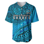 Personalised Cronulla-Sutherland Sharks Baseball Jersey Polynesian Tribal Art Style With Hammerhead Mascot