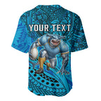 Personalised Cronulla-Sutherland Sharks Baseball Jersey Polynesian Tribal Art Style With Hammerhead Mascot