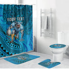 Personalised Cronulla-Sutherland Sharks Bathroom Set Polynesian Tribal Art Style With Hammerhead Mascot