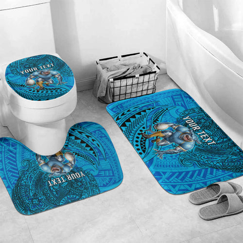 Personalised Cronulla-Sutherland Sharks Bathroom Set Polynesian Tribal Art Style With Hammerhead Mascot