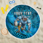 Personalised Cronulla-Sutherland Sharks Beach Blanket Polynesian Tribal Art Style With Hammerhead Mascot
