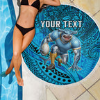 Personalised Cronulla-Sutherland Sharks Beach Blanket Polynesian Tribal Art Style With Hammerhead Mascot