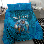 Personalised Cronulla-Sutherland Sharks Bedding Set Polynesian Tribal Art Style With Hammerhead Mascot