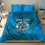 Personalised Cronulla-Sutherland Sharks Bedding Set Polynesian Tribal Art Style With Hammerhead Mascot
