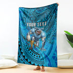 Personalised Cronulla-Sutherland Sharks Blanket Polynesian Tribal Art Style With Hammerhead Mascot