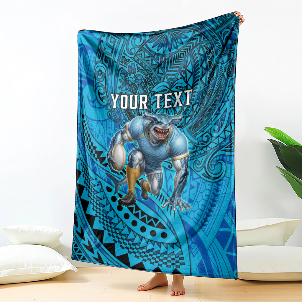 Personalised Cronulla-Sutherland Sharks Blanket Polynesian Tribal Art Style With Hammerhead Mascot