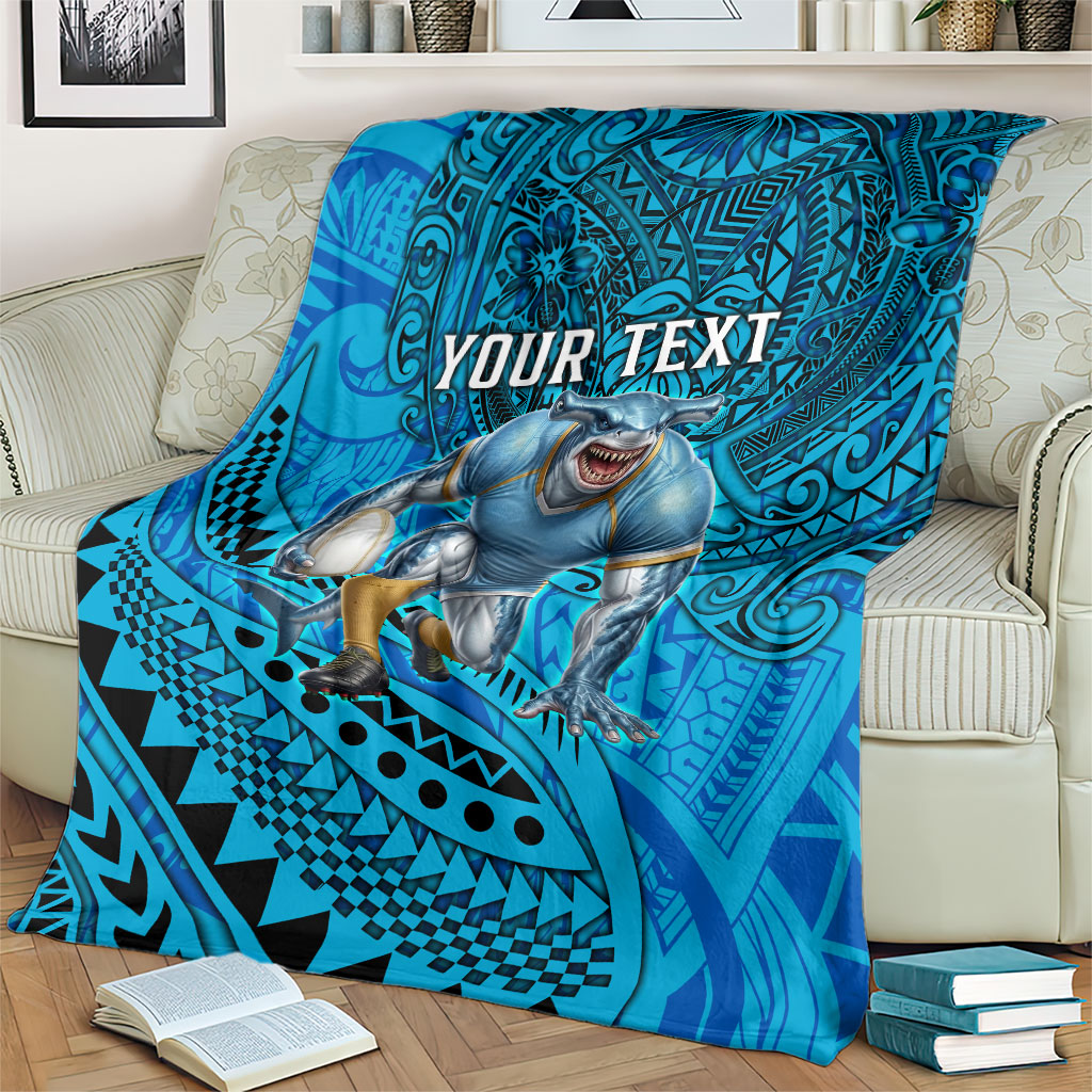 Personalised Cronulla-Sutherland Sharks Blanket Polynesian Tribal Art Style With Hammerhead Mascot