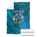 Personalised Cronulla-Sutherland Sharks Blanket Polynesian Tribal Art Style With Hammerhead Mascot