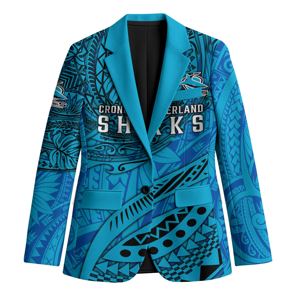 Personalised Cronulla-Sutherland Sharks Blazer Polynesian Tribal Art Style With Hammerhead Mascot