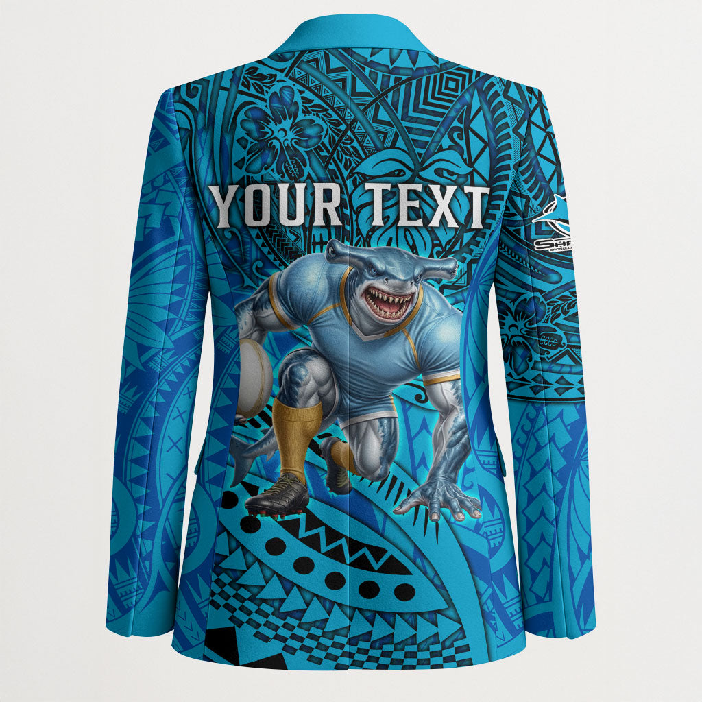 Personalised Cronulla-Sutherland Sharks Blazer Polynesian Tribal Art Style With Hammerhead Mascot