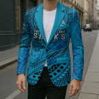 Personalised Cronulla-Sutherland Sharks Blazer Polynesian Tribal Art Style With Hammerhead Mascot