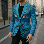 Personalised Cronulla-Sutherland Sharks Blazer Polynesian Tribal Art Style With Hammerhead Mascot