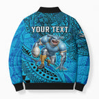 Personalised Cronulla-Sutherland Sharks Bomber Puffer Jacket Polynesian Tribal Art Style With Hammerhead Mascot