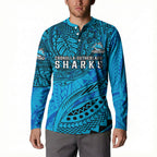 Personalised Cronulla-Sutherland Sharks Button Sweatshirt Polynesian Tribal Art Style With Hammerhead Mascot