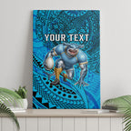 Personalised Cronulla-Sutherland Sharks Canvas Wall Art Polynesian Tribal Art Style With Hammerhead Mascot