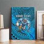 Personalised Cronulla-Sutherland Sharks Canvas Wall Art Polynesian Tribal Art Style With Hammerhead Mascot