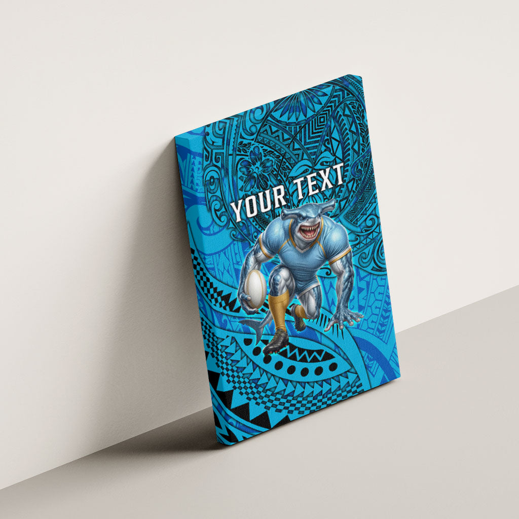 Personalised Cronulla-Sutherland Sharks Canvas Wall Art Polynesian Tribal Art Style With Hammerhead Mascot
