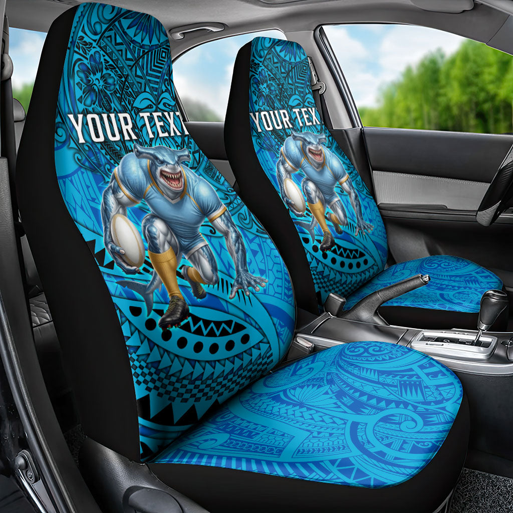 Personalised Cronulla-Sutherland Sharks Car Seat Cover Polynesian Tribal Art Style With Hammerhead Mascot
