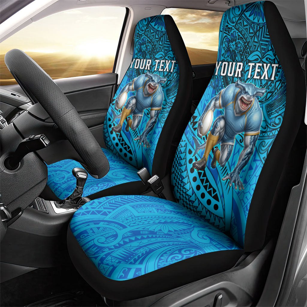 Personalised Cronulla-Sutherland Sharks Car Seat Cover Polynesian Tribal Art Style With Hammerhead Mascot